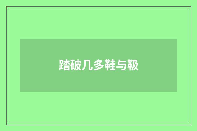 踏破几多鞋与靸