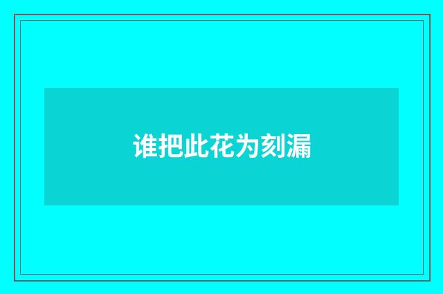 谁把此花为刻漏