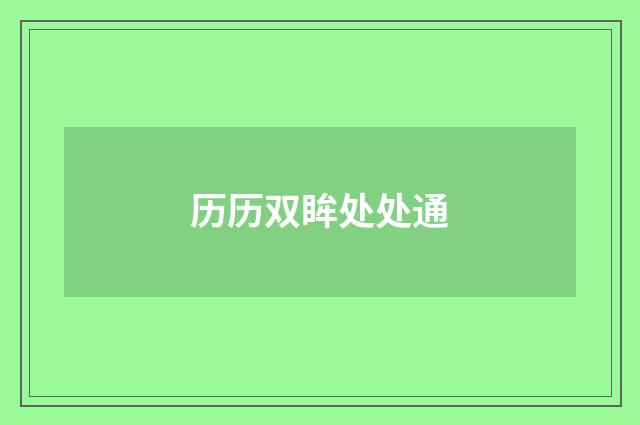 历历双眸处处通