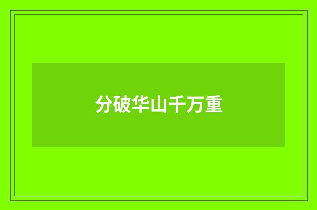 分破华山千万重