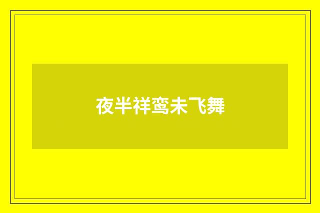 夜半祥鸾未飞舞