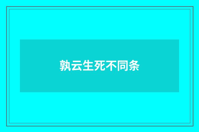 孰云生死不同条