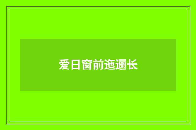 爱日窗前迤逦长