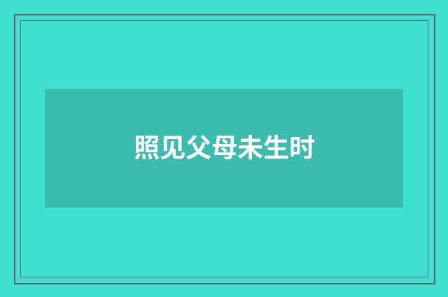 照见父母未生时