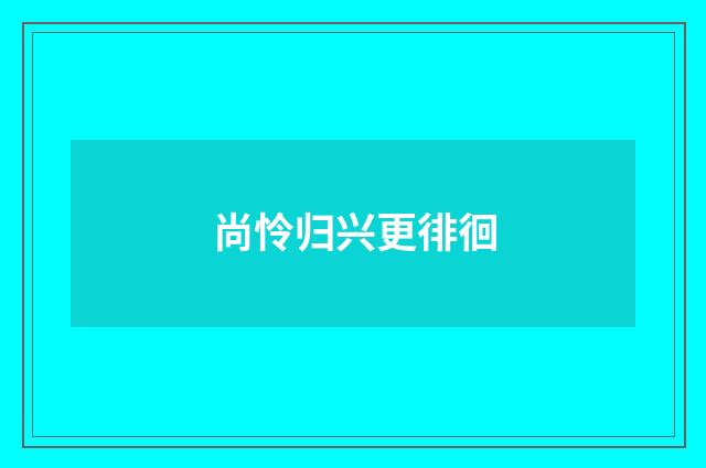 尚怜归兴更徘徊