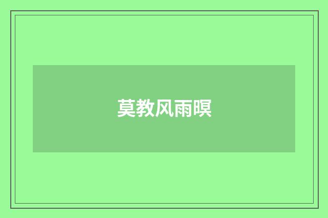 莫教风雨暝