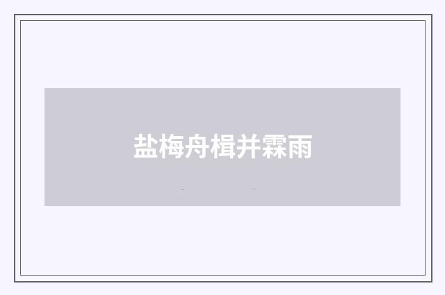 盐梅舟楫并霖雨