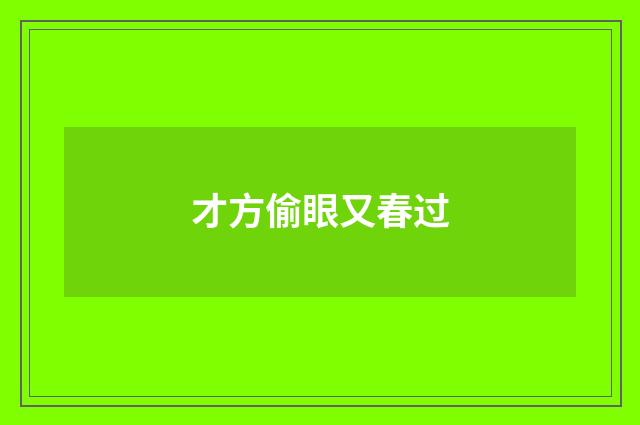 才方偷眼又春过