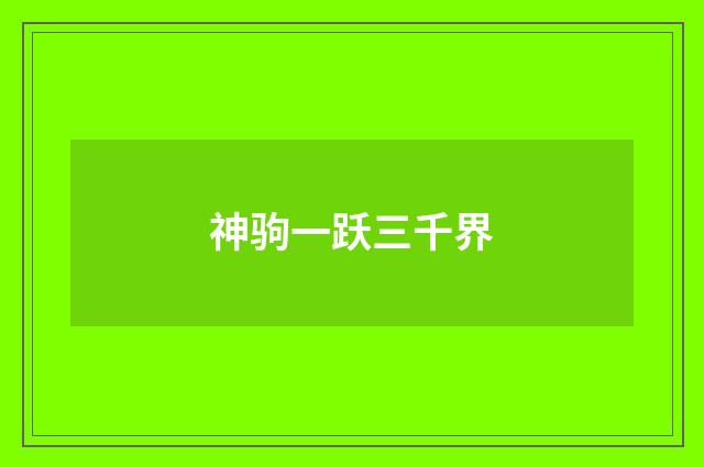神驹一跃三千界