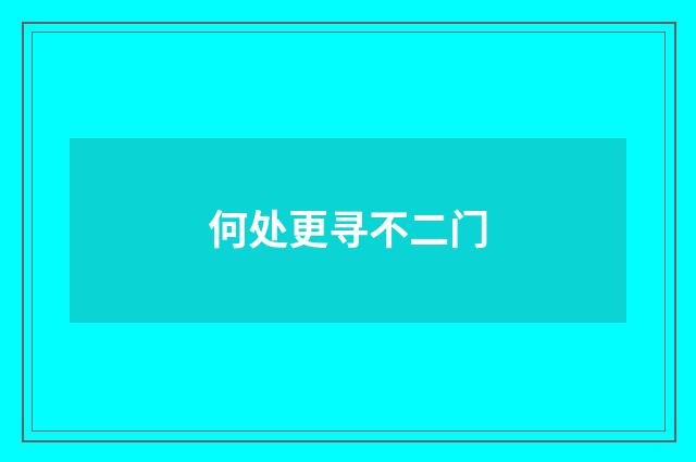 何处更寻不二门