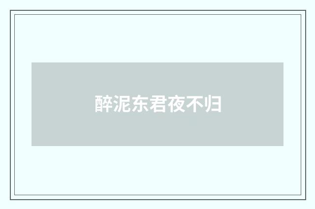 醉泥东君夜不归
