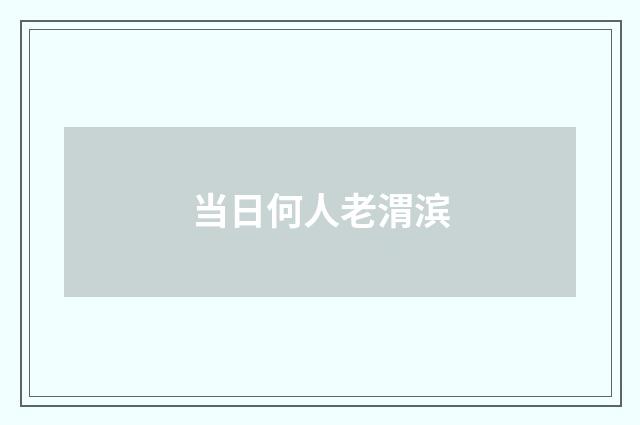 当日何人老渭滨