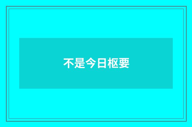 不是今日枢要