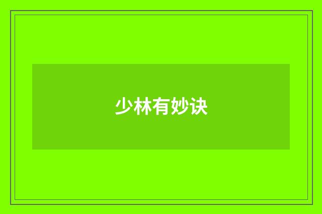 少林有妙诀