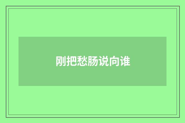 刚把愁肠说向谁