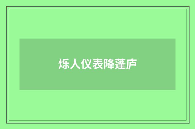 烁人仪表降蓬庐