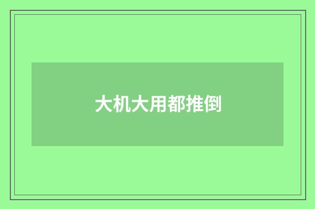 大机大用都推倒