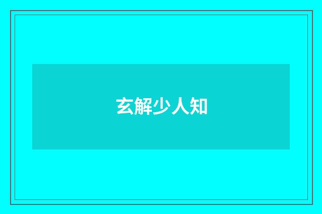 玄解少人知