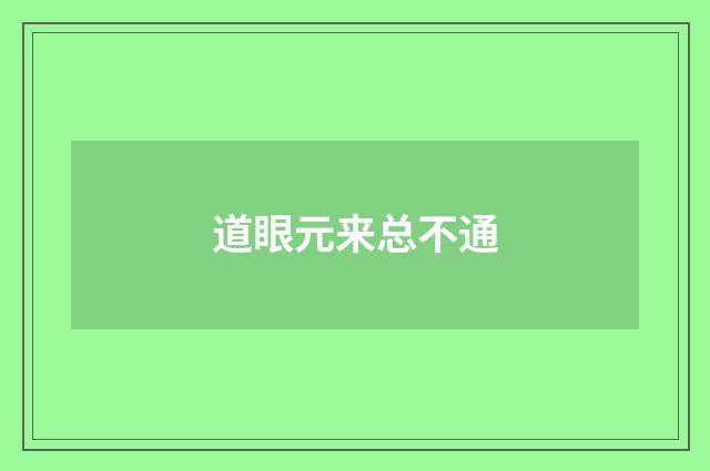 道眼元来总不通