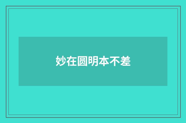 妙在圆明本不差