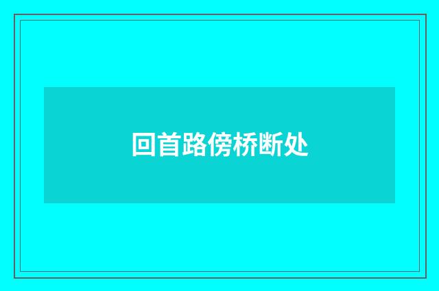 回首路傍桥断处