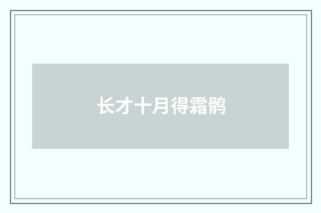长才十月得霜鹘