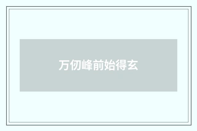 万仞峰前始得玄