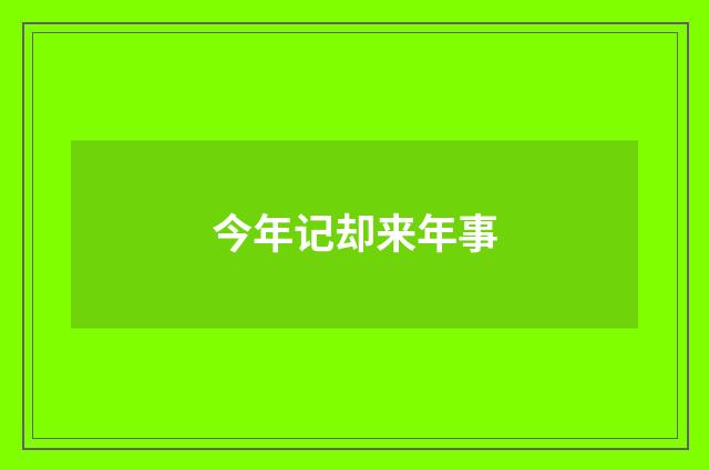 今年记却来年事
