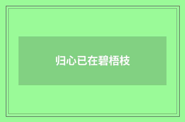 归心已在碧梧枝