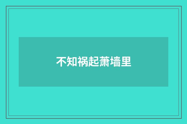 不知祸起萧墙里