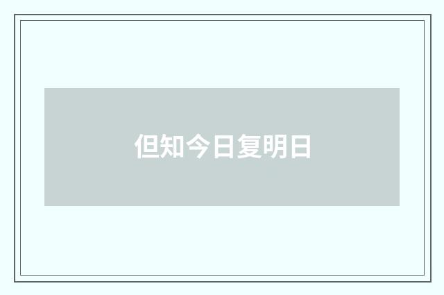 但知今日复明日