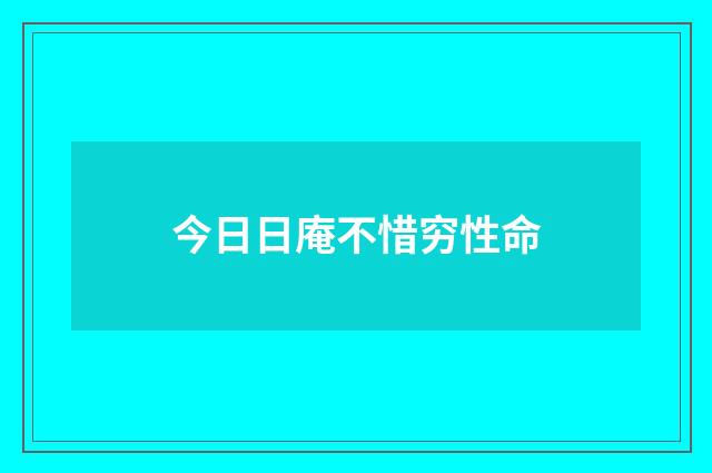 今日日庵不惜穷性命