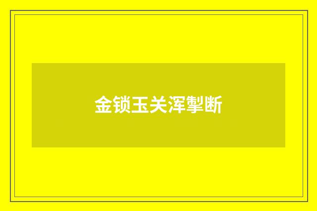 金锁玉关浑掣断