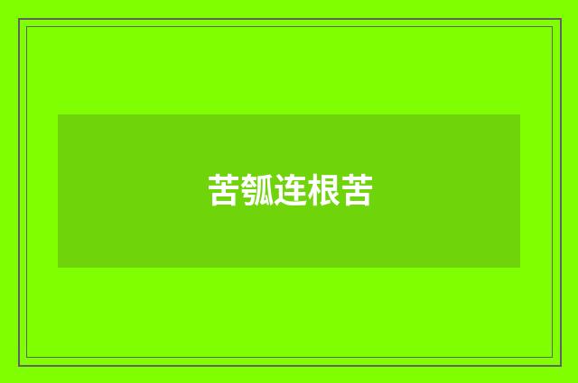 苦瓠连根苦