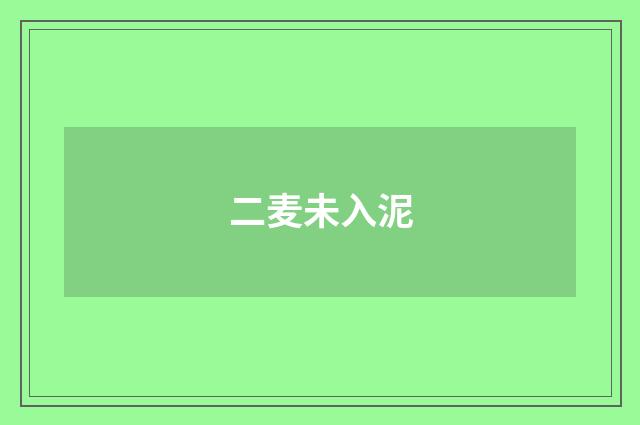 二麦未入泥