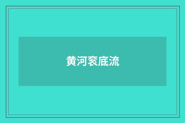 黄河衮底流