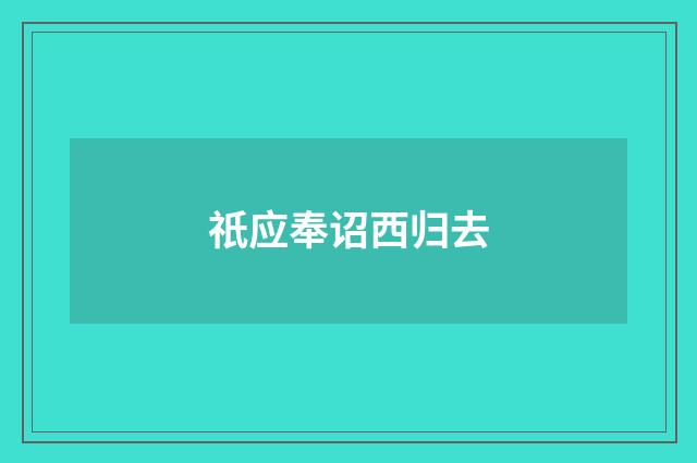 祇应奉诏西归去