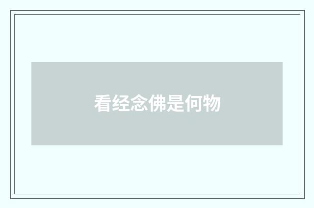 看经念佛是何物