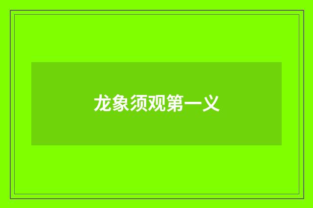 龙象须观第一义