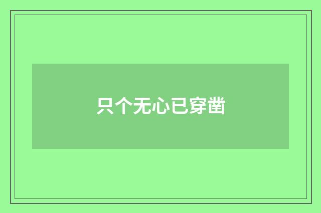只个无心已穿凿