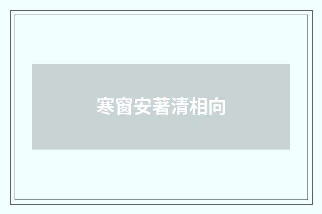 寒窗安著清相向