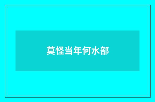 莫怪当年何水部