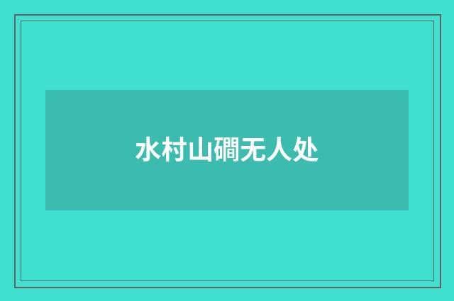 水村山磵无人处
