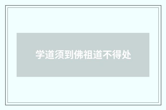 学道须到佛祖道不得处