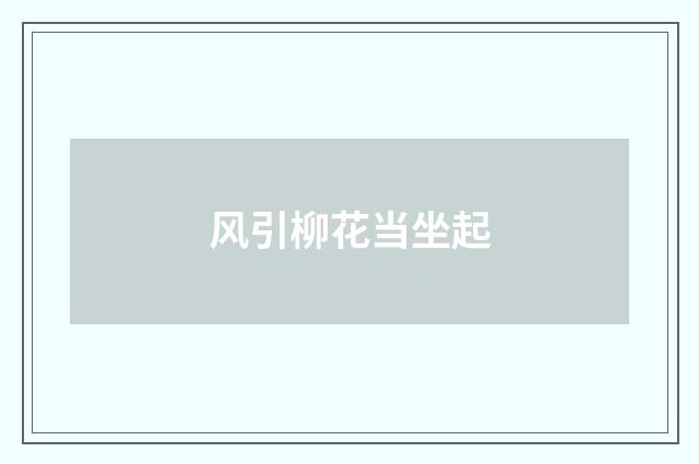 风引柳花当坐起