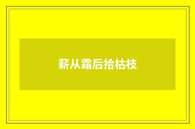 薪从霜后拾枯枝