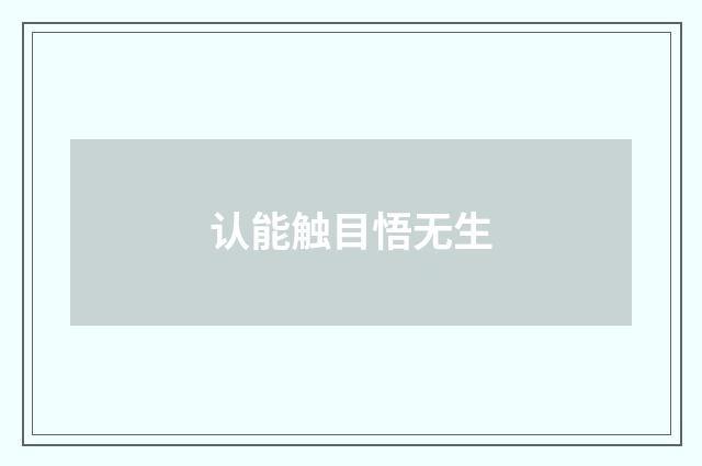 认能触目悟无生