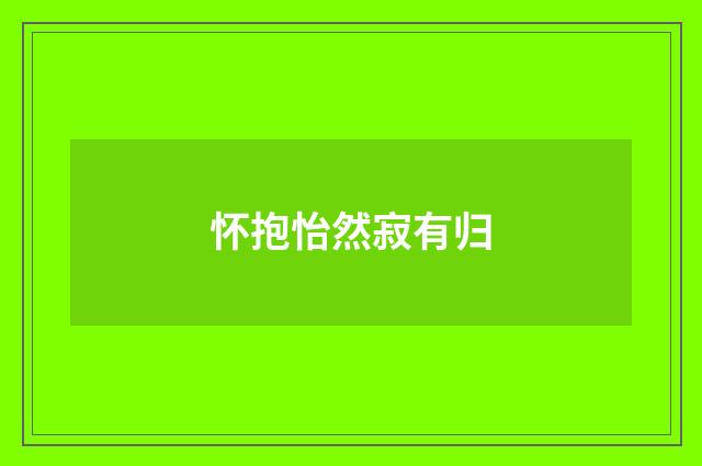 怀抱怡然寂有归