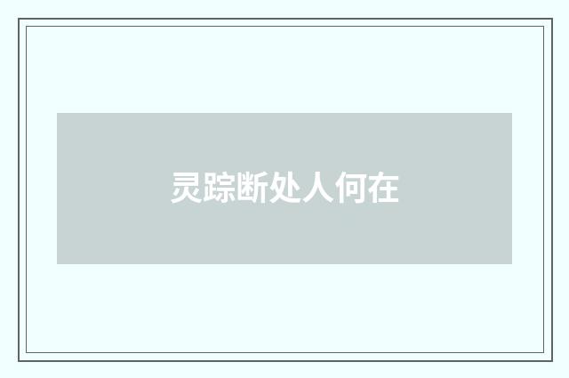 灵踪断处人何在
