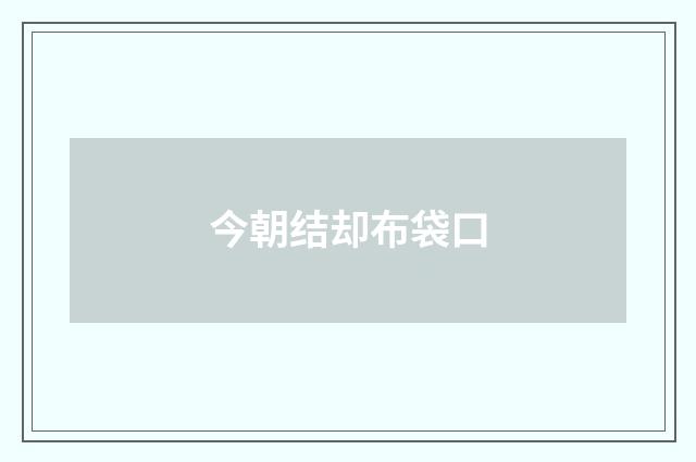 今朝结却布袋口